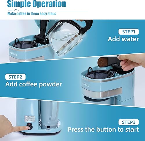 Miniatura 6 de Cafetera, cafetera de una sola porción, cafetera de una taza con filtro reutilizable y botón de control de un solo toque, cafetera portátil para