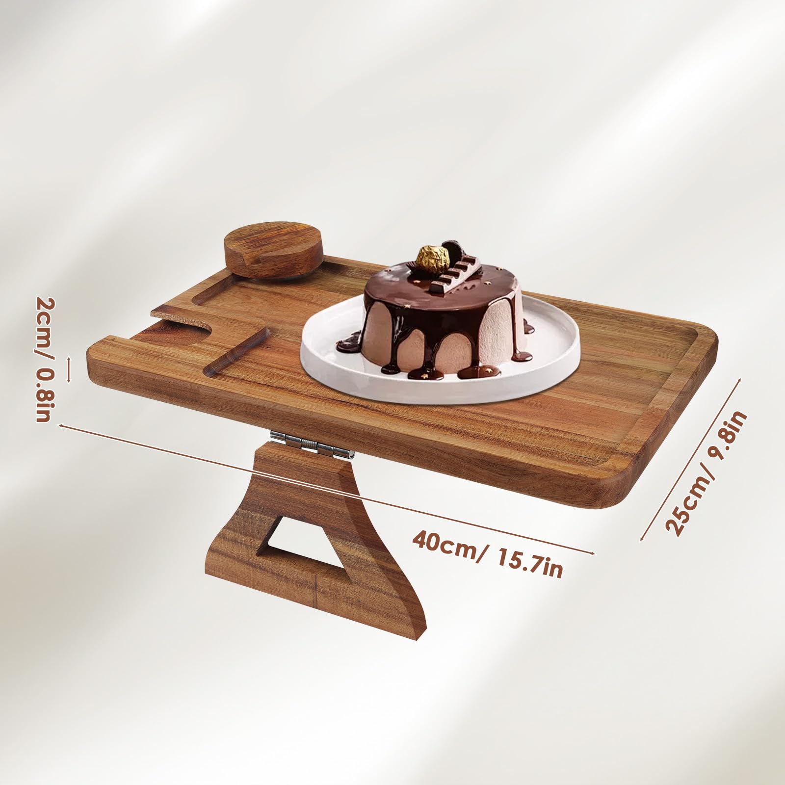Comfoyar Bandeja Brazo Sofá, Madera Mesa Reposabrazos Sofá de Clip con Soporte Copas Vino, Mesa Plegable Sofa con Soporte Teléfono Giratorio 360°, Bandeja Sofa para Aperitivo Bebida Mando a Distancia