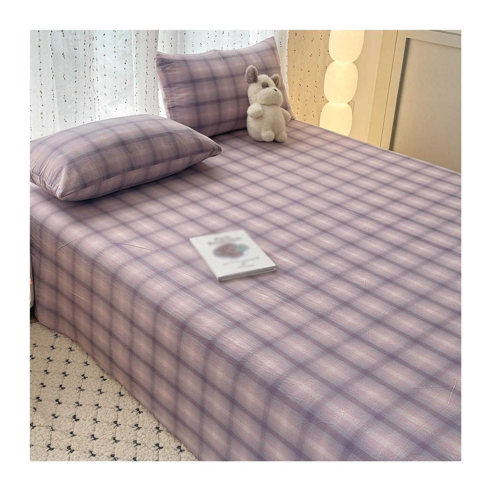 Drap plat grand lit double anti-transpiration en coton doux lavé