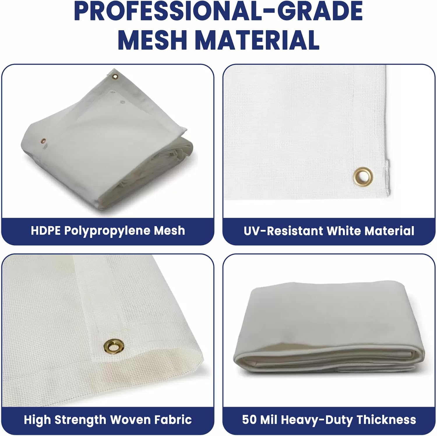 Tarps Now 8' x 10' White Heavy Duty Mesh Tarp with Brass Grommets - UV Resistant Reflective White 75% Sun Shade, Backyard, Patios, Breezeways, Gazebos, Kennels, Mesh for Flatbeds, Trucks or Trailers