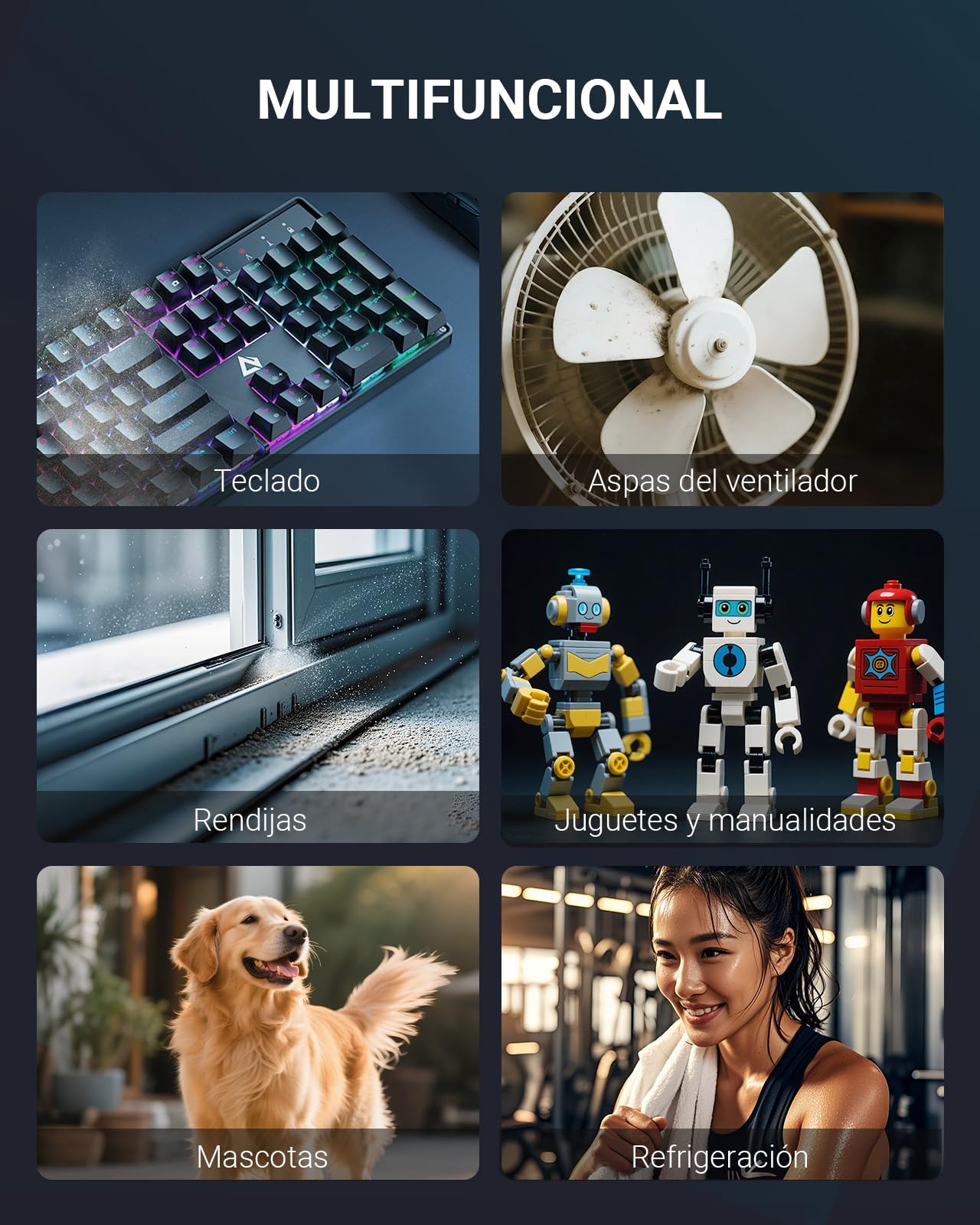 T800 Aire Comprimido Limpieza PC Air Duster - 3 Velocidades Soplador de Aire Potente, plumero eléctrico de aire, Soplador de Polvo para el ordenador, teclado, casa y coche