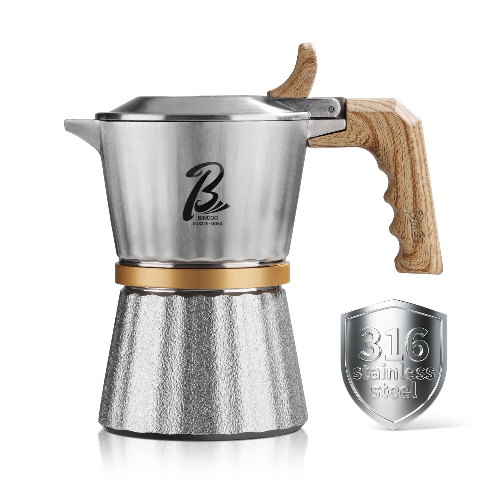 Amazon.com: Bincoo 2-Cup Triple Valve Moka Pot,316 Stainless Steel