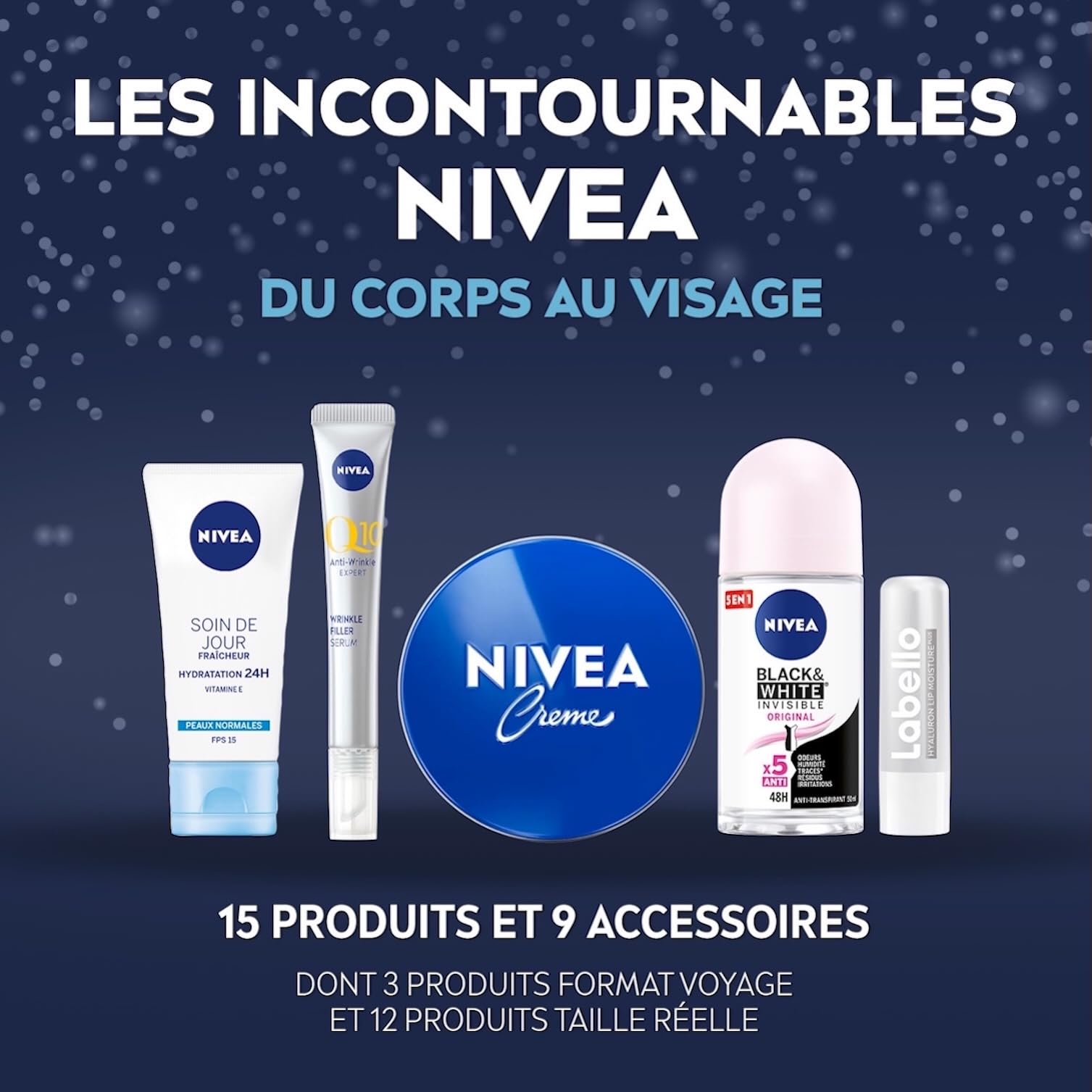 NIVEA - Calendrier de l'Avent Femme Édition 2025 - Coffret Cadeau Beauté - Soins Visage, Corps & Lèvres + Accessoires - 24 Fenêtres Surprises - 1pce