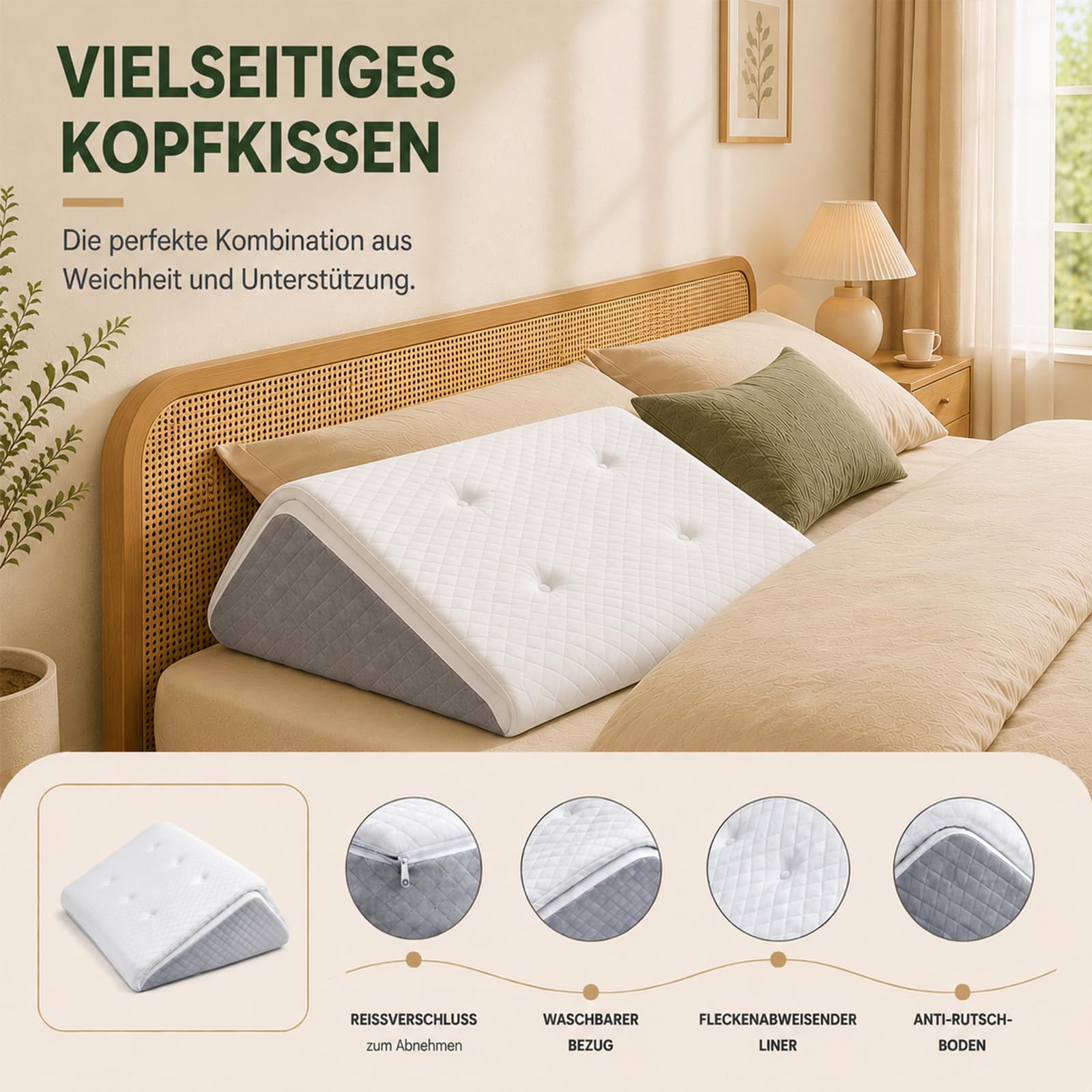 Almohada para Piernas, Cuña Elevar Piernas para Mejorar la Circulación, Cojín Ergonómico y Ortopédico de Elevación para Descanso y Dormir, Almohada para Las Venas