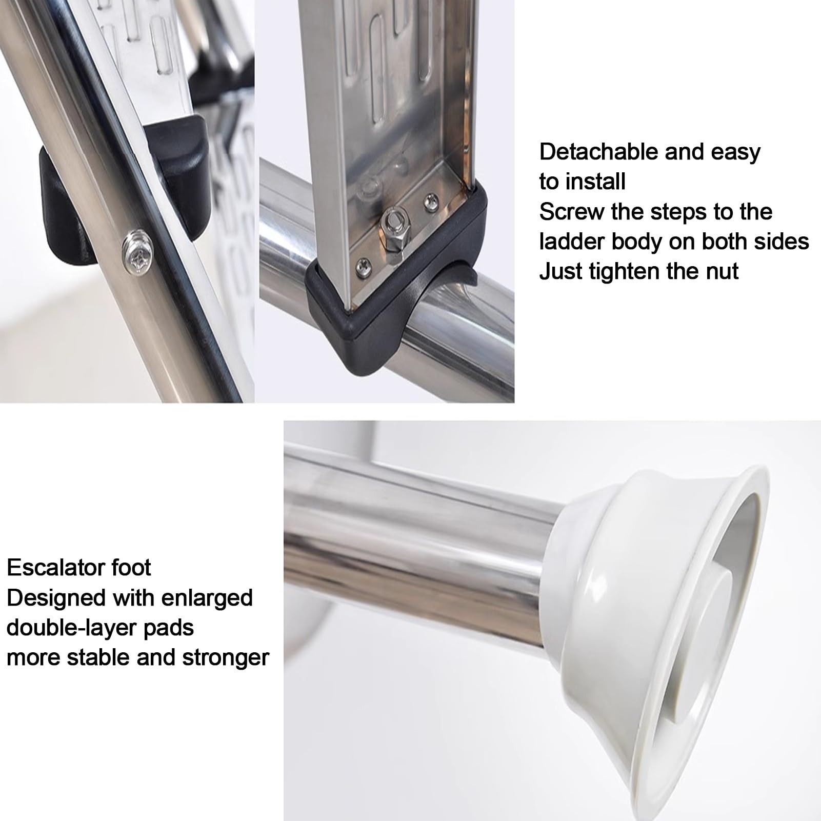 Scaletta per piscina, in acciaio inox, con gradini antiscivolo su entrambi i lati, ingresso fuori terra, supporta 299,4 kg