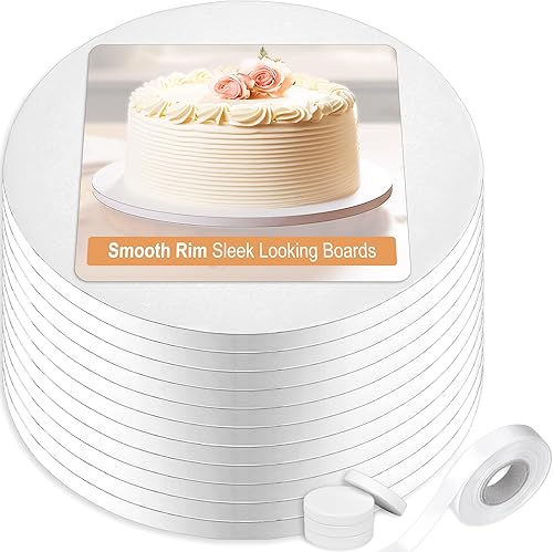 Miniatura 10 de Sleek Cake Drums - Tambores para tartas de 12 pulgadas (14 unidades), redondos de 12 pulgada de grosor, herramienta de apoyo gratuita y cinta a