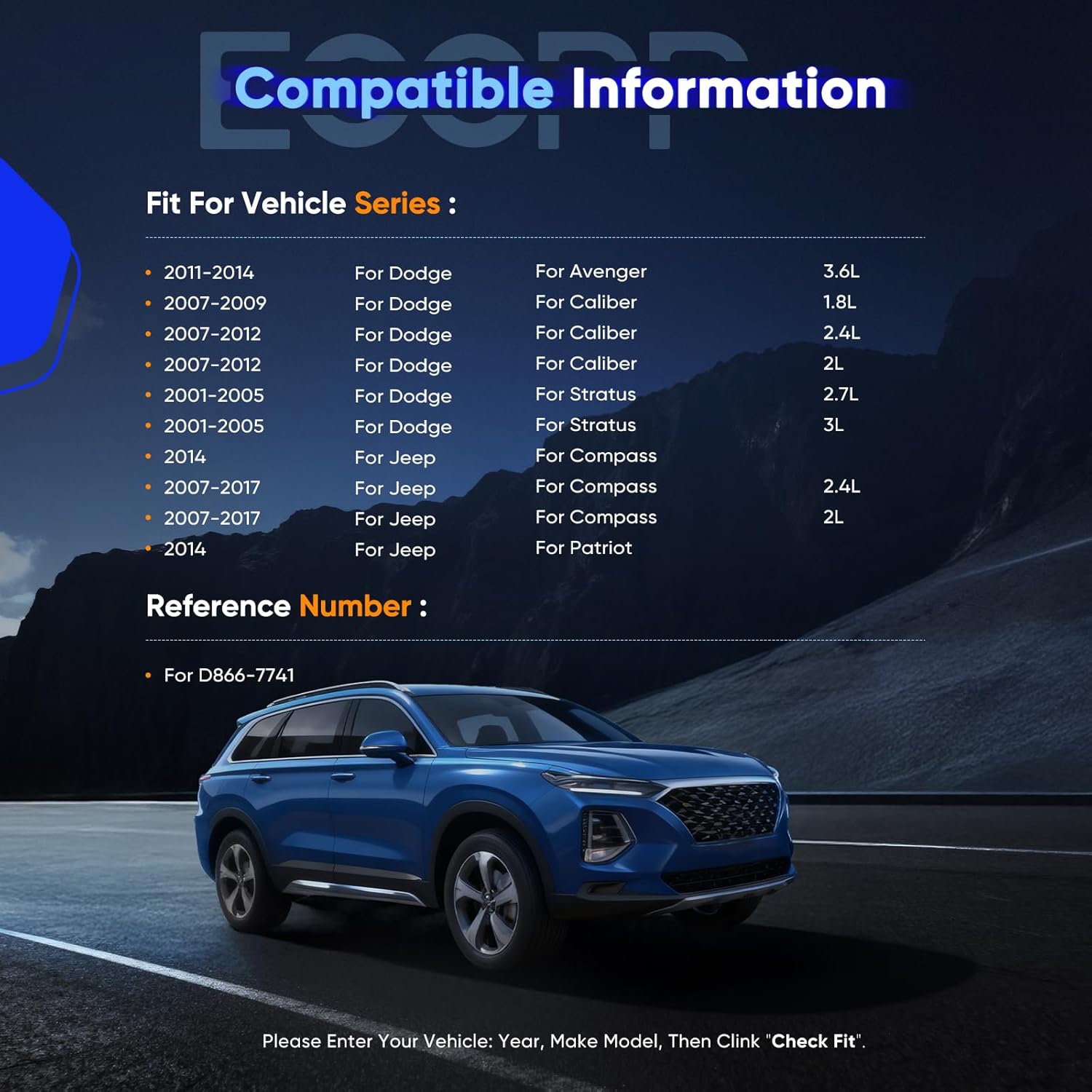 Front Brake Pads, ECCPP 4pcs Front Ceramic Brake Pads Kits Pads Sets fit For Chrysler, For Dodge, For Jeep, For Mitsubishi