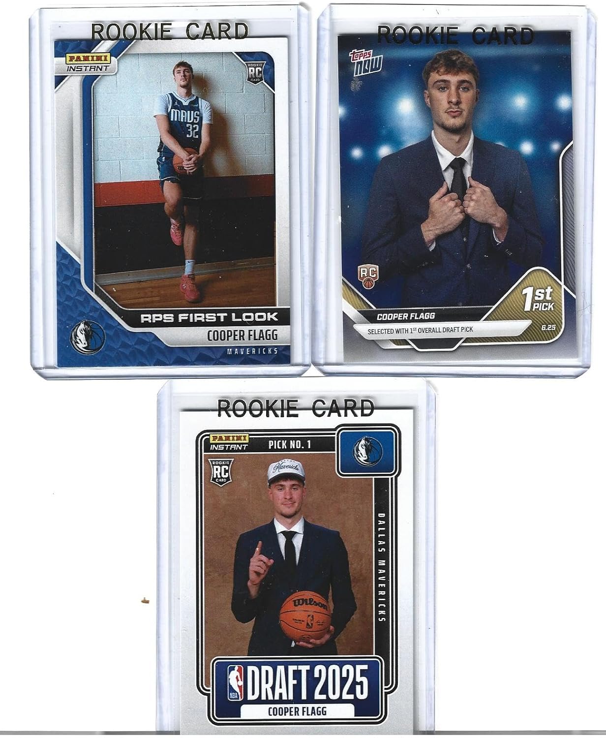 Cooper Flagg 3 Card Basketball Rookie Lot Mavericks #1 Overall Draft Pick Future Superstar! You Will Receive All 3 Cards Shown