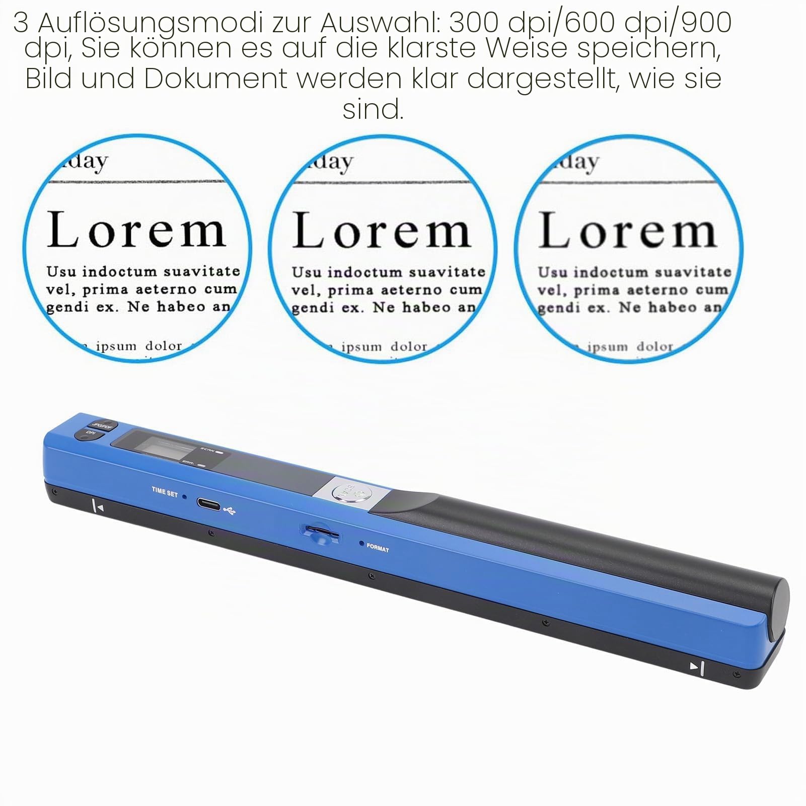 Elprico Tragbarer Scanner, Handheld-A4-Dokumentenscanner mit 900 DPI Auflösung, JPEG- und PDF-Modi, für Büro, Bank und Geschäftsbereich.