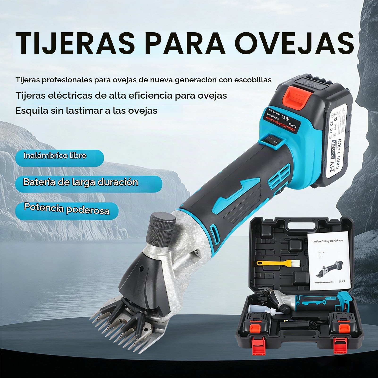 Esquiladora Inalámbrica Para Ovejas Máquina De Esquilar Eléctrica Con 2 Baterías De 6000mah 6 Velocidades Ajustables Cuchillas De 9/13 Dientes Cortadora De Lana Para Ovejas Cabras Alpacas Y 13 teeth