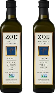 ZOE Diva Select Koroneiki Greek Extra Virgin Olive Oil, Cold Pressed, 100% Koroneiki Olives, Imported, 25.5 fl oz (750mL) Bottle (Pack of 2)