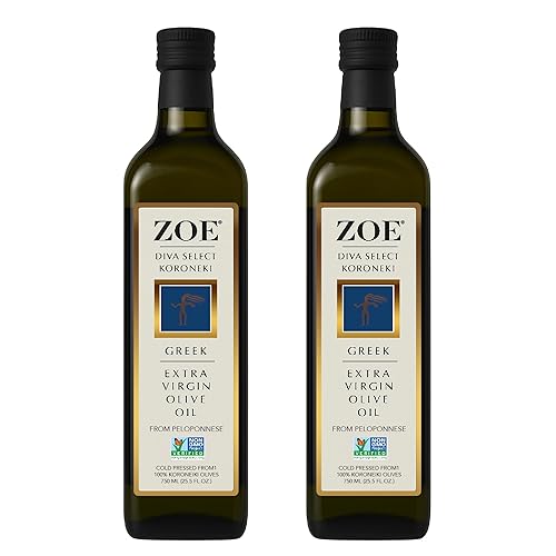 ZOE Diva Select Koroneiki Aceite de oliva virgen extra griego, prensado en frío, aceitunas 100% Koroneiki, importado, botella de 25.5 fl oz (25.4 fl