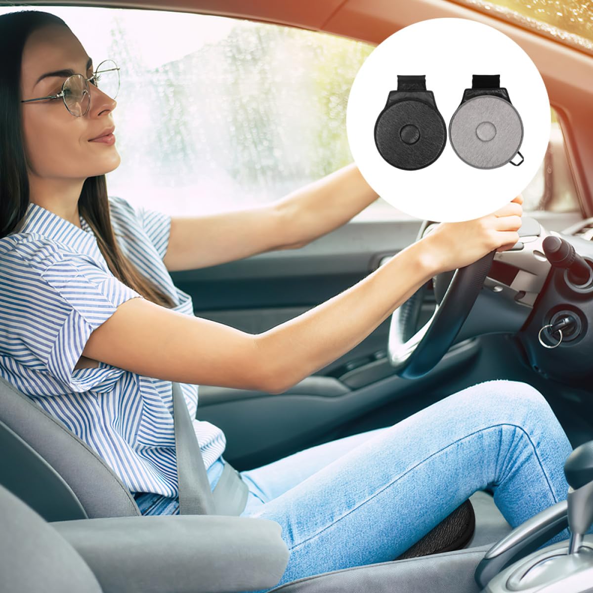 Drehbares Autositzkissen 360 Grad Rotierendes Sitzkissen 2 Stück aus Polyester und Eva mit Ergonomischem Komfort und Rutschfester Oberfläche für Autositz