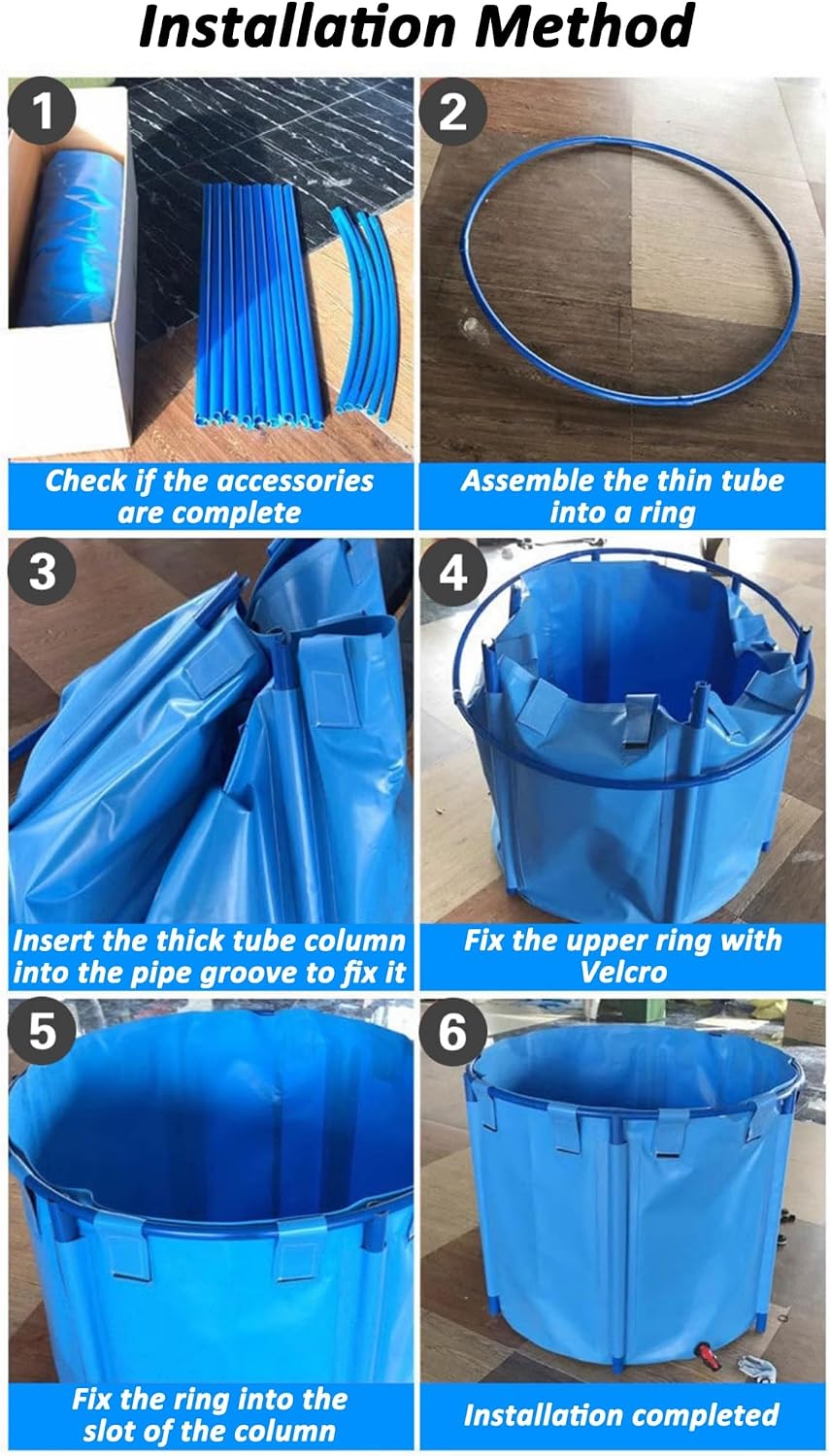 Canvas rium Pool with Plastic e & Drain Valve - Lar Outdoor Koi & dfish Swimming Pool for Easy Setup & STO(H 0.6 x D 1 m)