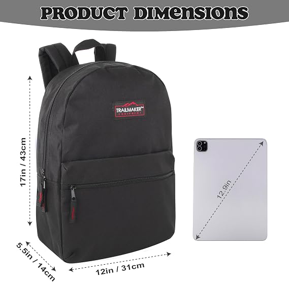 Classic Vintage Backpack for Adults and Kids with Adjustable Padded Shoulder Straps | School Bookbags for Girls, Boys (Black)