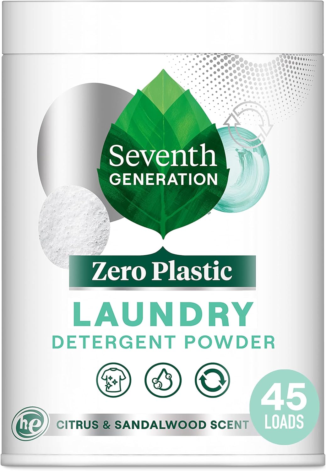 Seventh Generation Zero Plastic Laundry Detergent Powder Laundry soap Citrus and Sandalwood Water-activated formula 18.5 oz : Beauty & Personal Care
