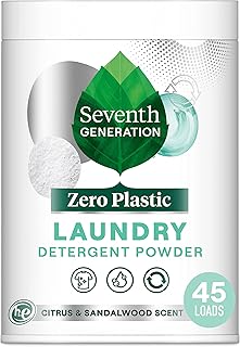 Seventh Generation Zero Plastic Laundry Detergent Powder Laundry soap Citrus and Sandalwood Water-activated formula 18.5 oz