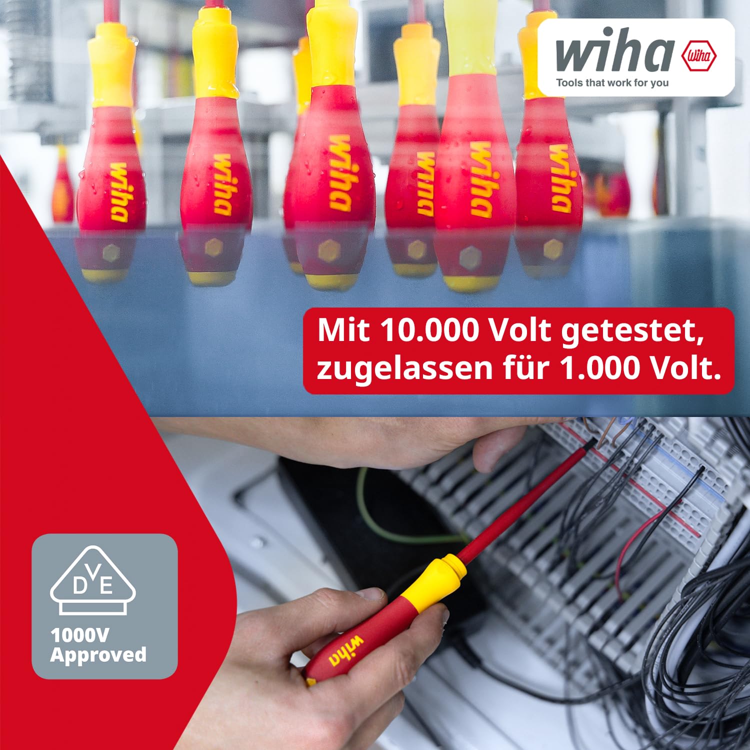 Wiha Schraubendreher Set 13-teilig I VDE geprüftes Werkzeug für Elektriker I mit Schlitz-, Kreuz- & Torx, Schlagkappe & Phasenprüfer, für Profis und Heimwerker (47176)