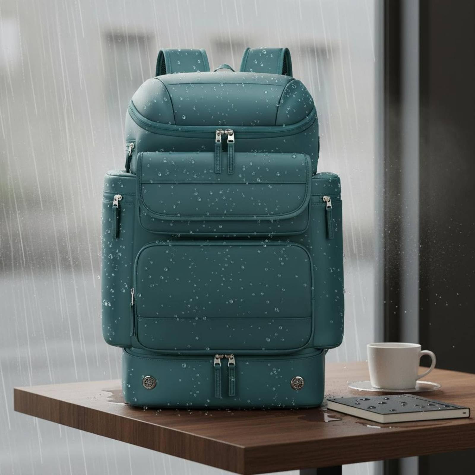 Milageto Mochila Impermeable para Portátil Mochila de Viaje Mochila Deportiva con Compartimento Acolchado para Portátil y Gran, Estándar, Verde, Verde Oscuro