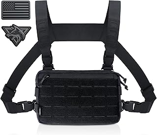 WYNEX Tactical Chest Rig Pack for Men, Running Chest Bag with Front Loop Airsoft Recon Chest Rigs for Hunting Outdoor EDC Combat Patch Included
