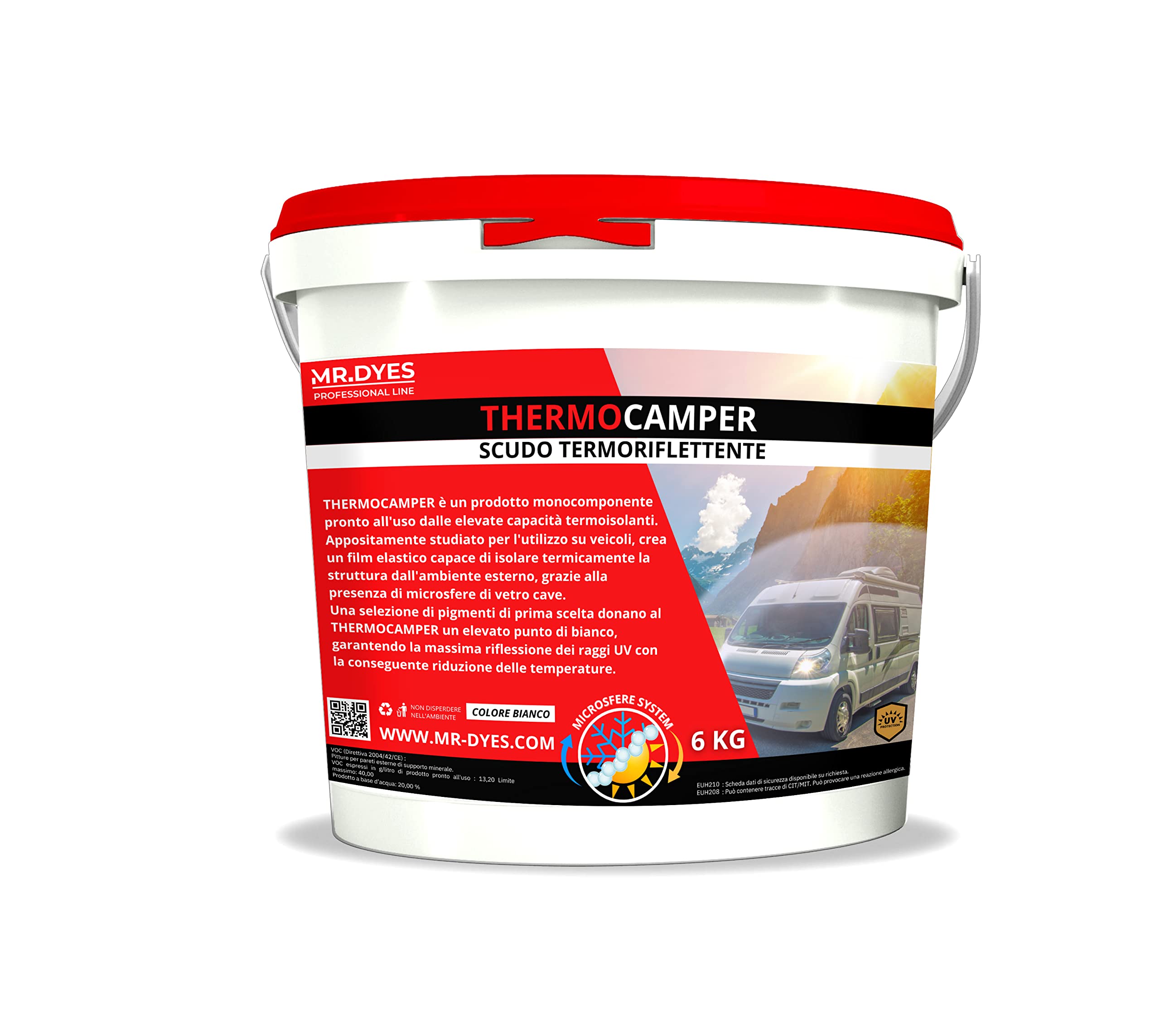 THERMOCAMPER - SCUDO TERMORIFLETTENTE UV PER TETTI CAMPER E CARAVAN - VARI FORMATI (6 KG, BIANCO)