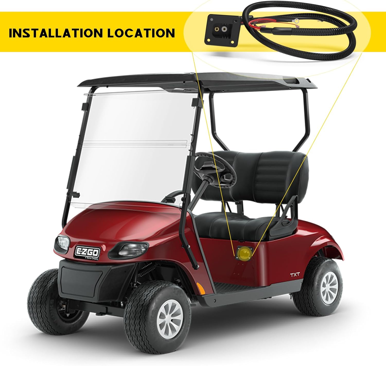 Golf Carts Powerwise Charger Receptacle Fit EZGO TXT & Medalist DCS/PDS, EZGO TXT Charging Port for 1994-2008 E-Z-GO Electric Golf Carts, OEM #73051-G29，73063-G01 (36V)