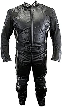 2pc Ghost II Motorcycle Racing Leather Suit with Metal Waist Zipper