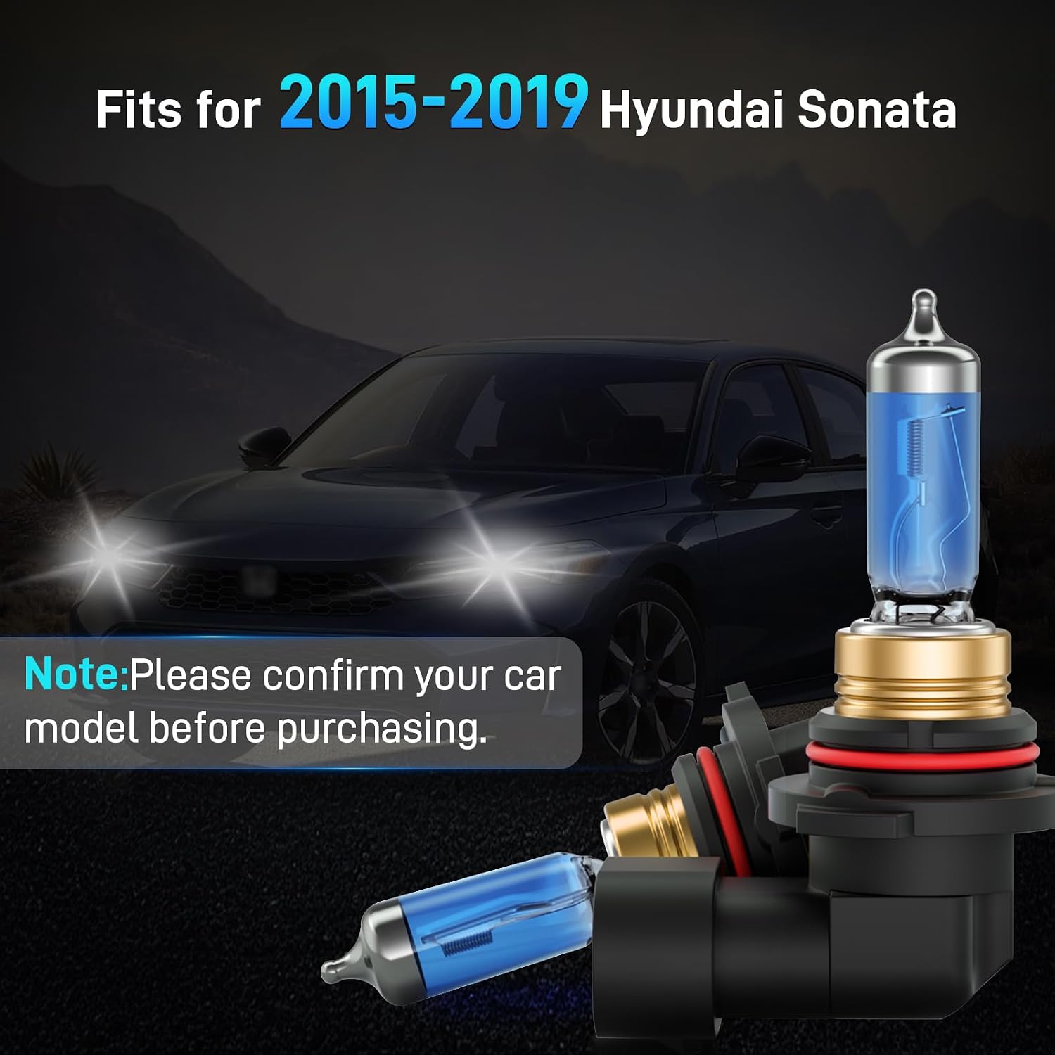 XFLHEHD Fits for 2015-2019 Hyundai Sonata Halogen Headlight Bulbs Combo, Ultra Bright 5000K White High Low Beam Headlight Bulbs, Plug and Play, 4 Pack