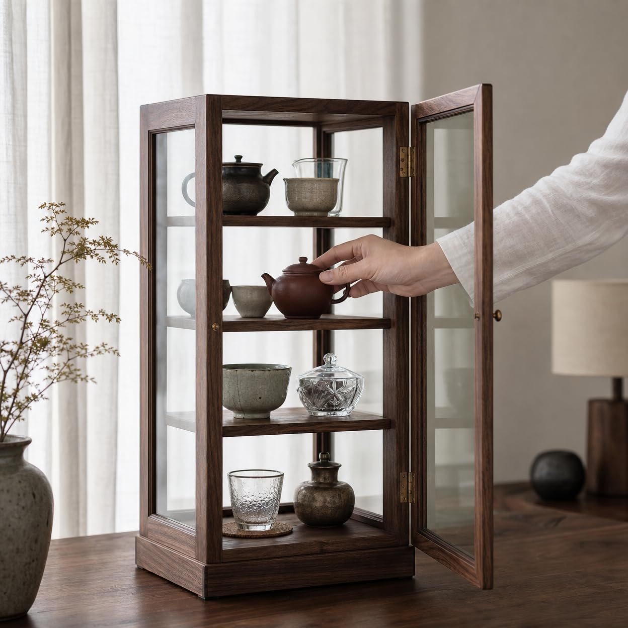 Vitrina Exhibidora Estilo Chino, 43cm x 25cm x 60cm