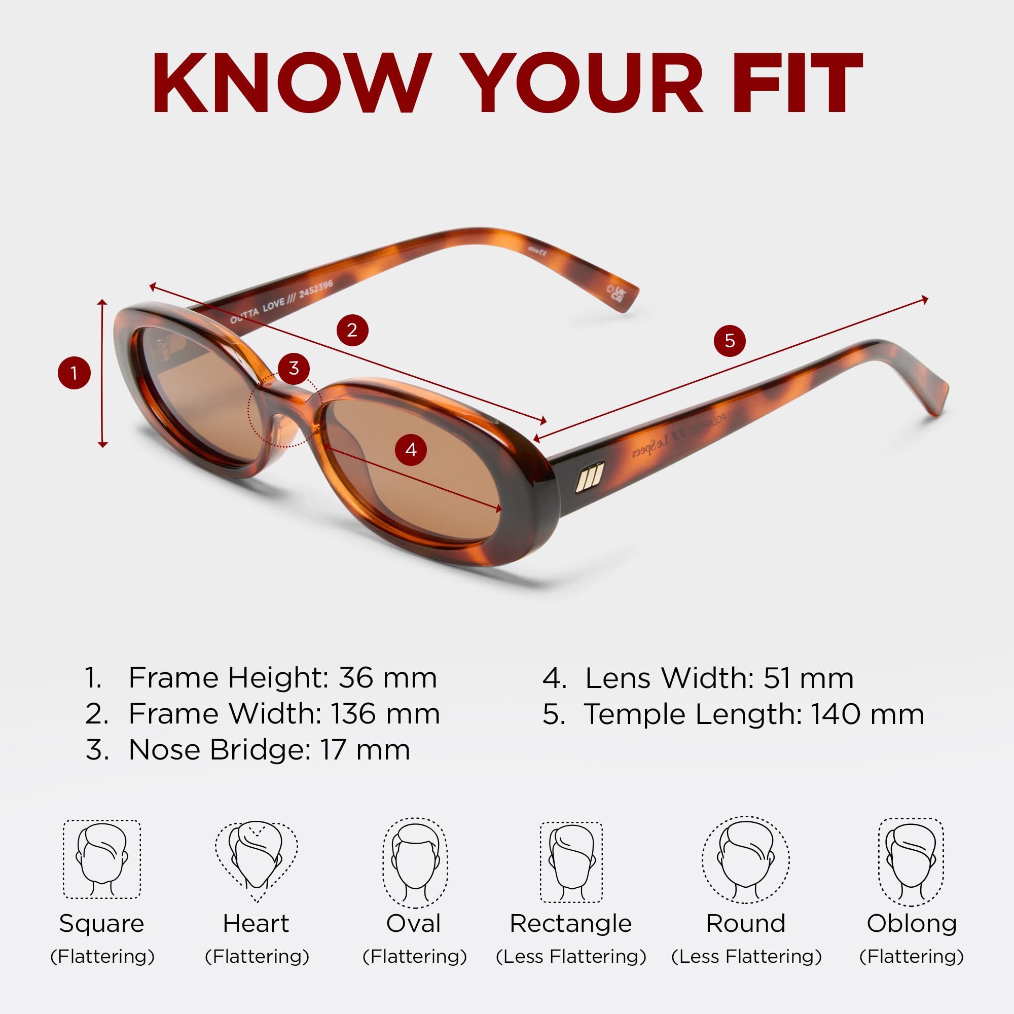 Le Specs. OUTTA LOVE - Sonnenbrille für Damen Ovale Rahmenform mit hohem UV-Schutz