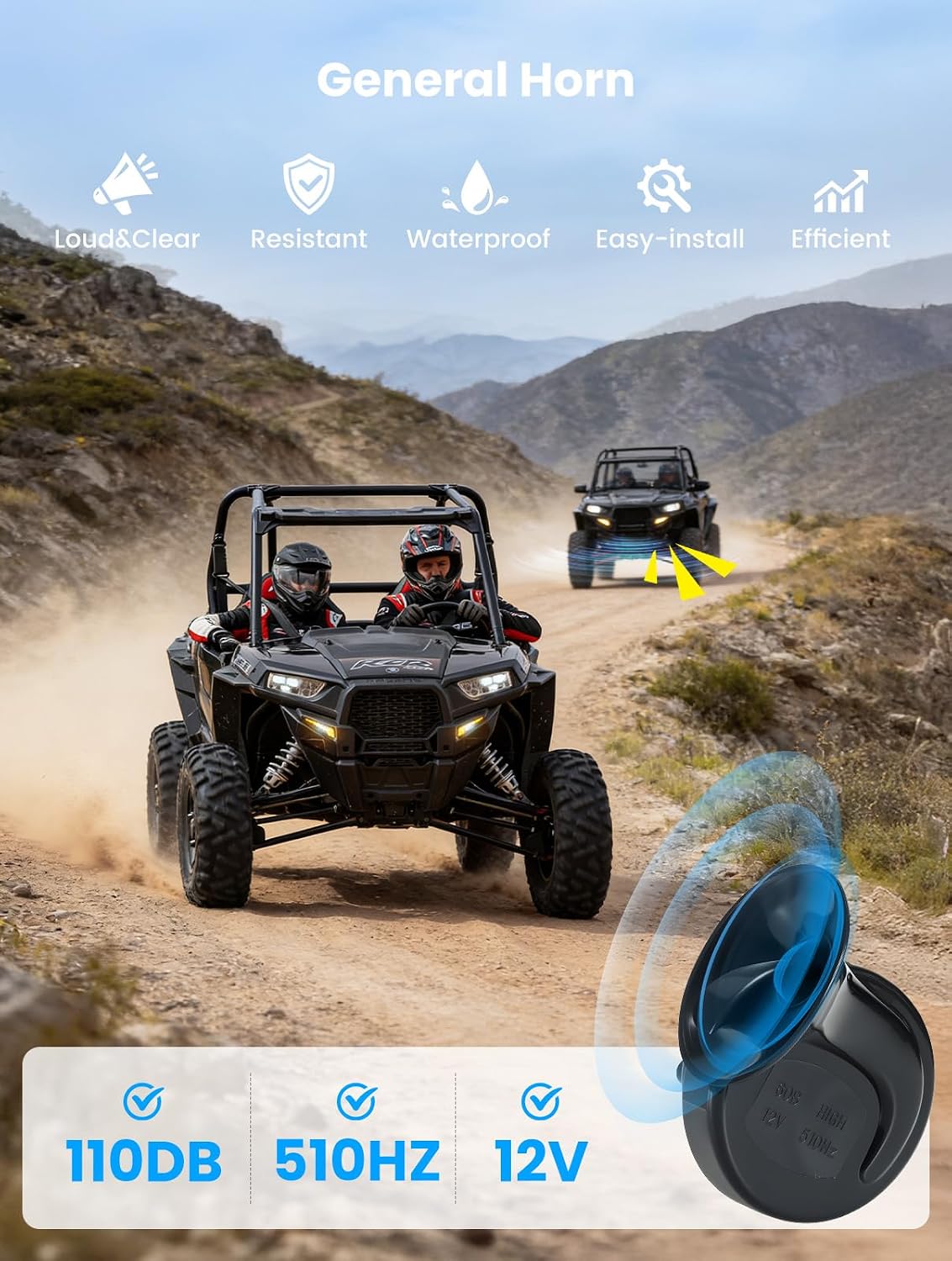 Pre-Wired UTV Turn Signal with 4-in-1 Rocker Switch Kit, Universal ATV Street Legal Kit with Horn/Blinker/Hazard, Plug-and-Play, Compatible with Polaris RZR/Ranger, Honda Pioneer/Talon, SXS