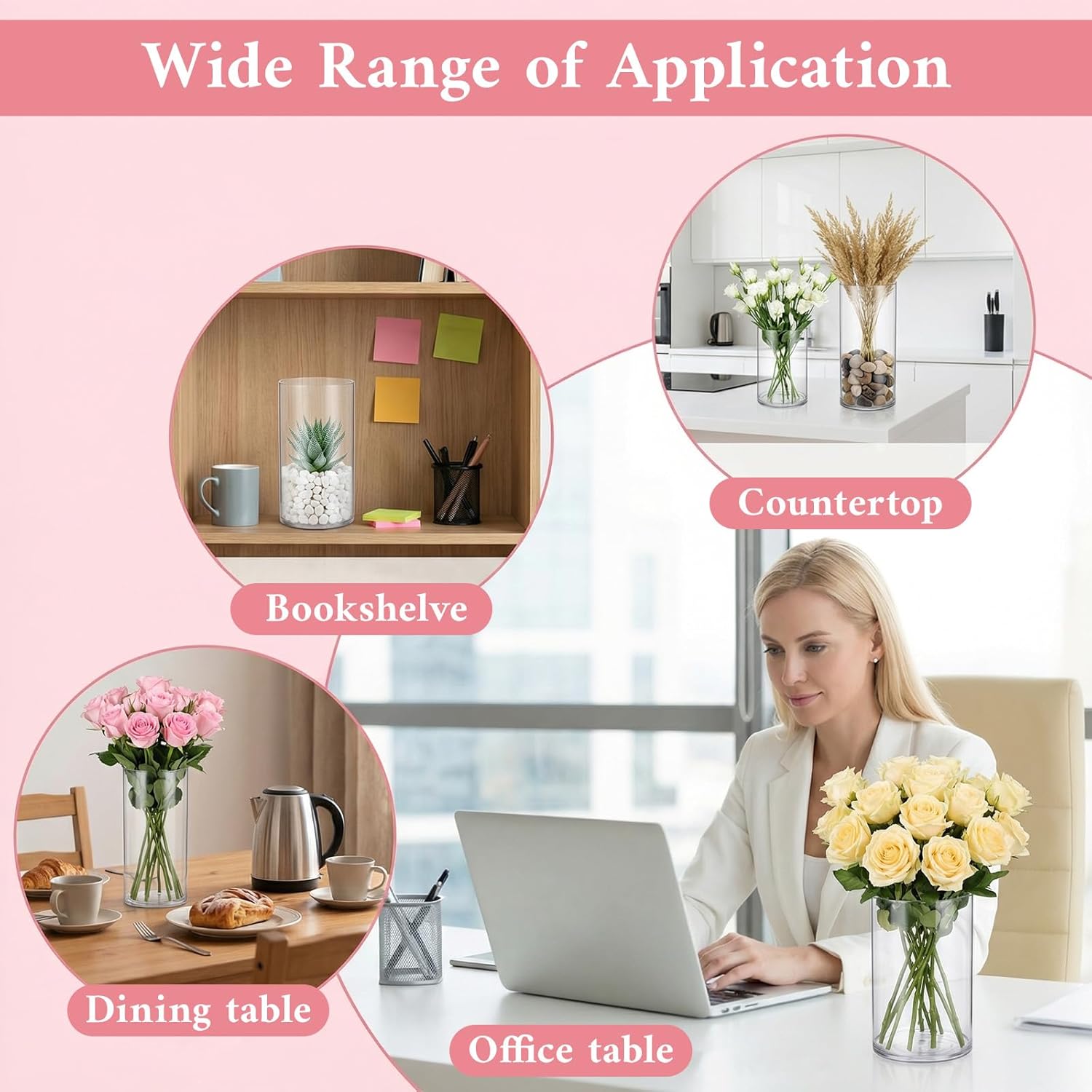 12 Pcs Plastic Cylinder Vases, 4" / 6'' / 8'' Tall Clear Flower Vase Set for for Wedding Decorations, Hurricane Floating Candle, Holder for Table Centerpiece Wedding Home Decorations