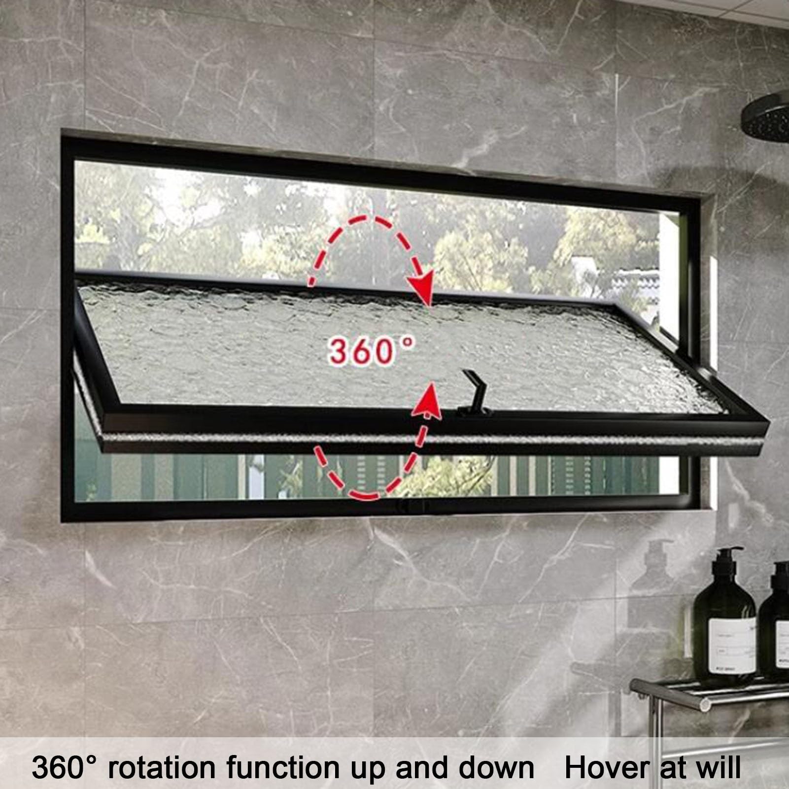 Ventanas de rotación de 360° de montaje empotrado, ventana rectangular abatible de ventilación para sótano, cobertizos, cabañas, casas pequeñas