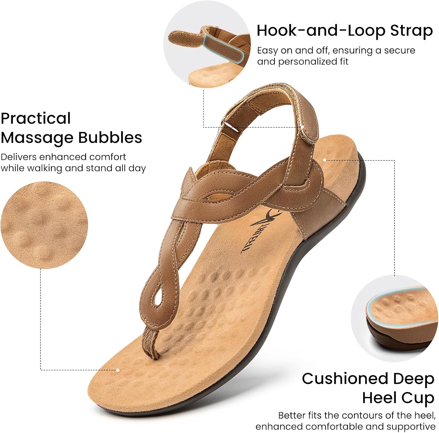 Athlefit Women's Orthopedic Arch Support Sandals Comfortable Thong T-Strap Orthotic Casual Flat Sandals - Image 4