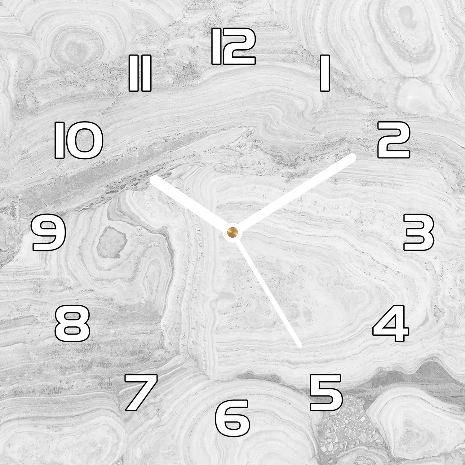 Horloge en verre 30x30 cm Marbre d'expression à aiguilles noires Coloray
