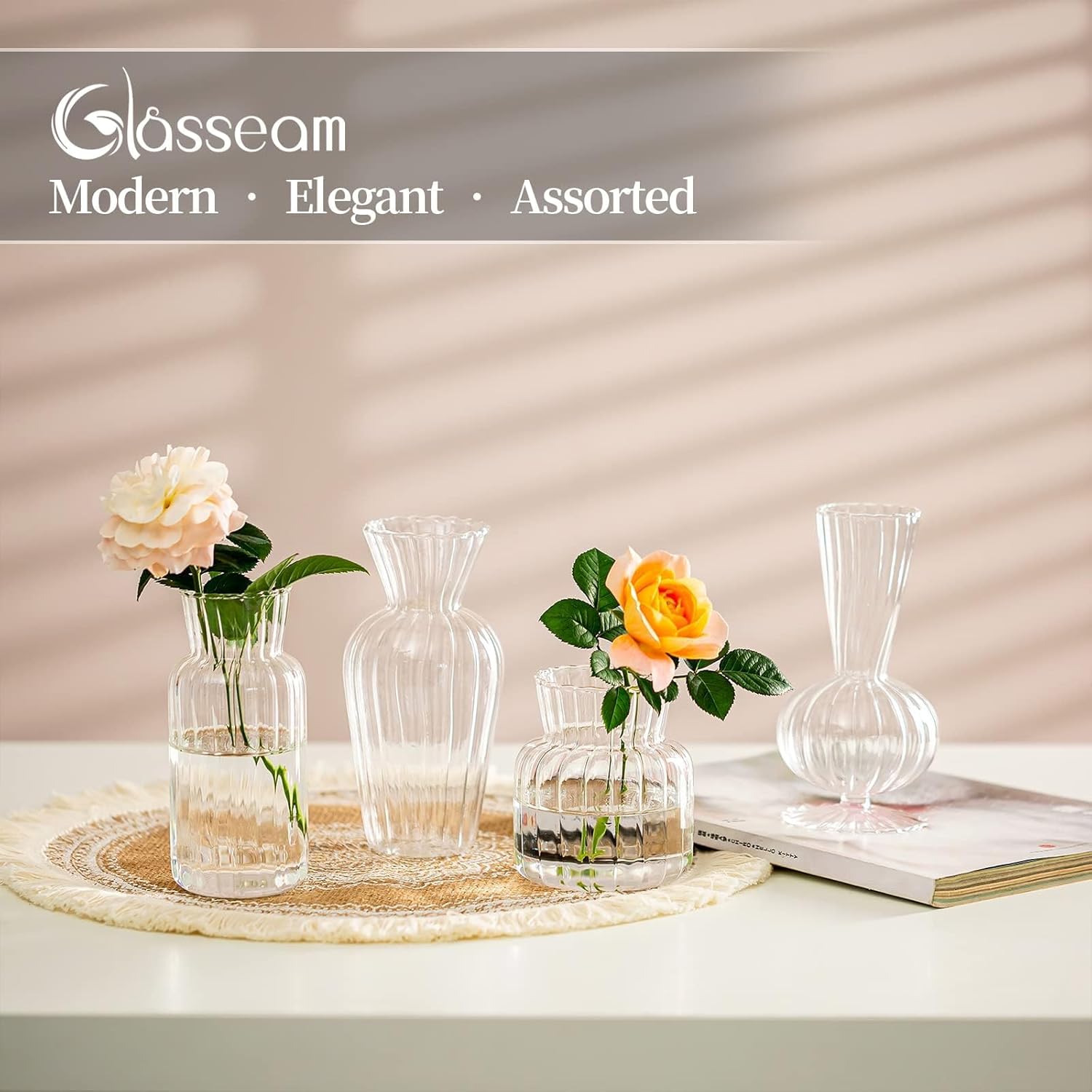 Glasseam Modern Clear Glass Bud Vase Set of 4 view 4