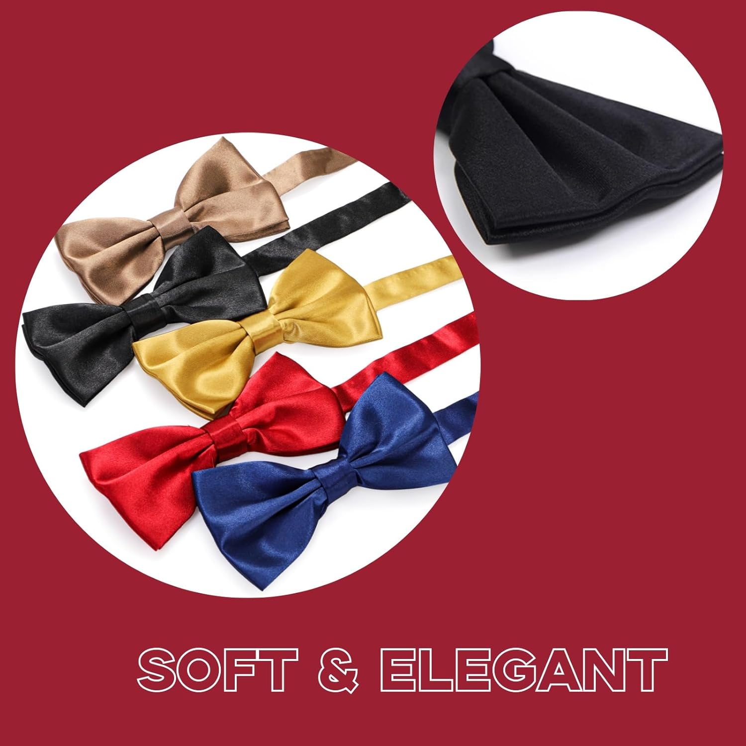 24 Pack Pre Tied Bow Ties, Solid Color Mens Bow Tie for Boys, Adjustable Clip On Bow Ties for Men, Boys Costume, Wedding Celebration, 24 Colors - Image 5