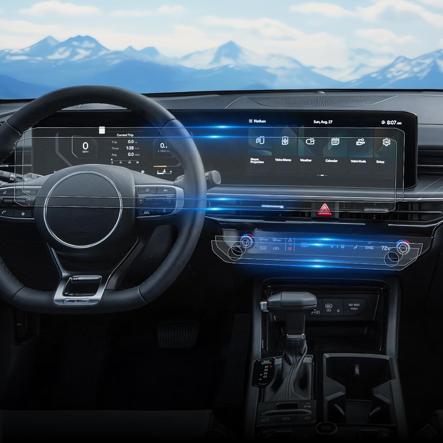 For 4PCS 2025 2026 Kia K5 12.3 Inch Touchscreen & AC Dual Displays High Clarity Screen Protector - K5 (LXS/GT/GT-Line/EX) Accessories