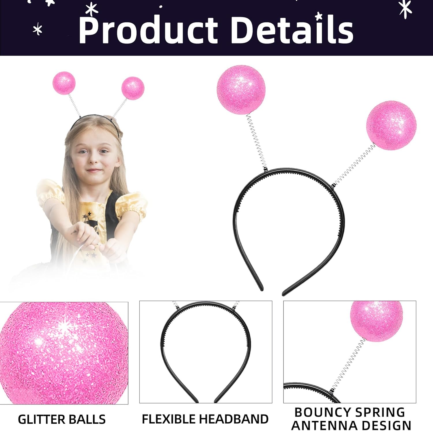 Alien Antenna Headband, Space Martian Costume Hairband for Halloween - Image 3