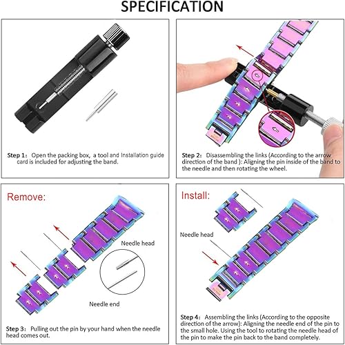 Miniatura 6 de DEALELE Correas compatibles con Samsung Galaxy Watch 66 Classic  55 ProGalaxy Watch 44 Classic  3 1.614 in  Active 2, correa de repuesto de acero