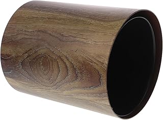 Wood Grain Trash Can 8l Large Capacity Round Plastic Wastebasket for Bathroom Kitchen Living Room Home Office Hotel Use