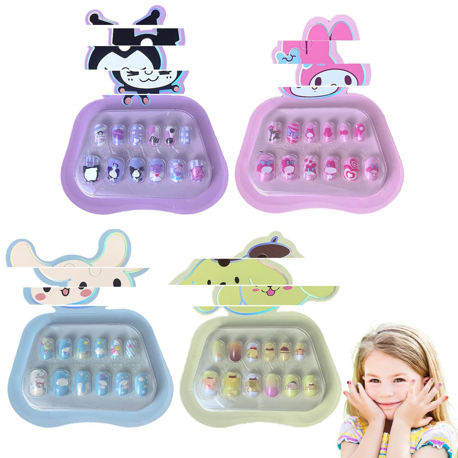 40 Pcs Nail Art Kit for G irls 6-12, Nail Art Kit, Art Nails for Kids With Cute Cartoon Design Simple And Easy To Use,Suitable for Party Events And Gift Giving Diy Nail Design