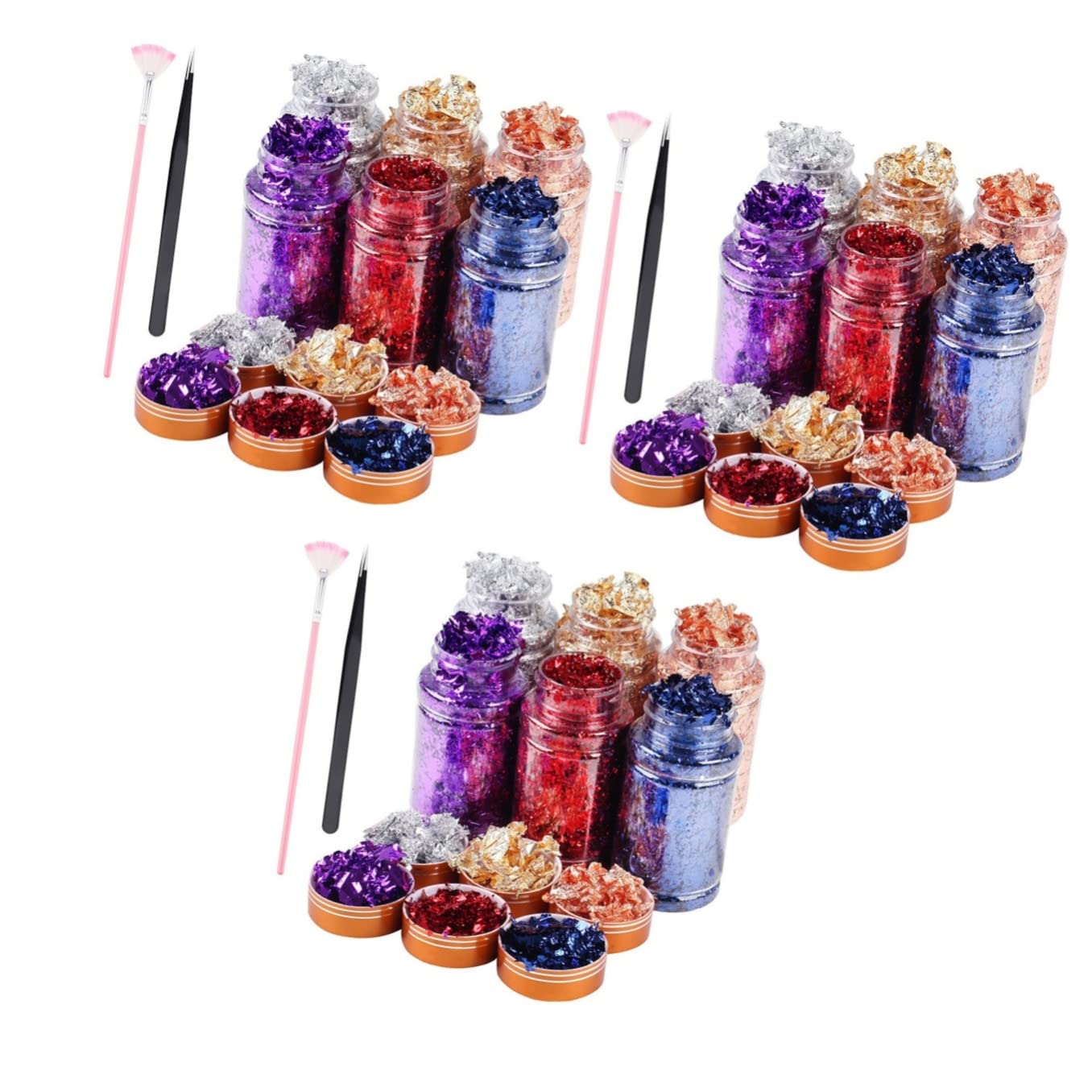 3 Set Lamina D'oro Per Nail Art Paillettes Per Unghie Lamina Glitter Per Unghie Scaglie Di Lamina Per Unghie Pigmento Per Unghie Decalcomanie Per Unghie Foglia D'oro Dipinto