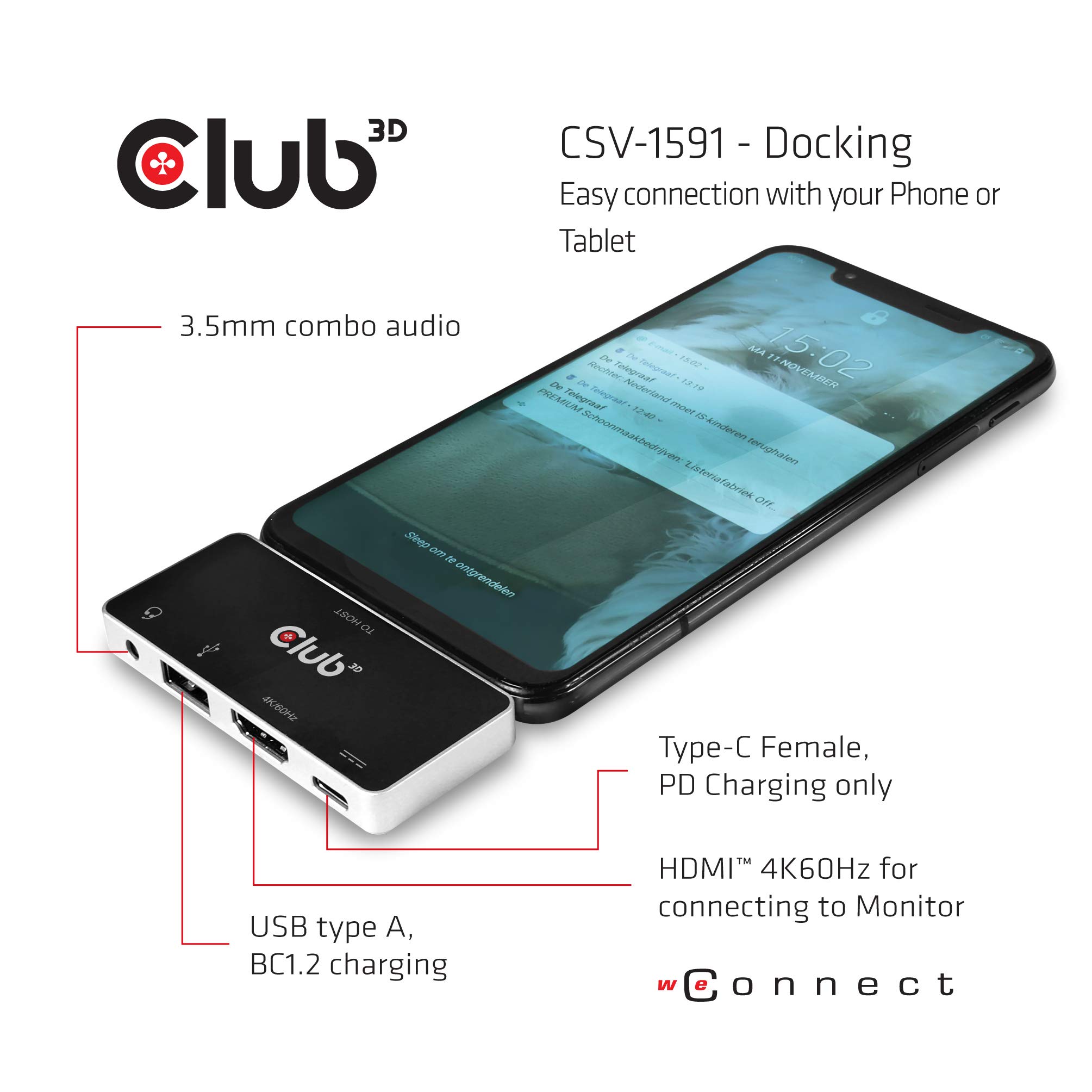 Hub USB tipo C 4 in 1 a HDMI 4K60Hz USB tipo C PD/USB tipo A/presa audio