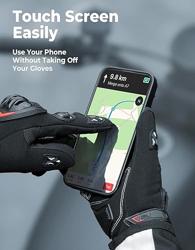 Miniatura 10 de KEMIMOTO Guantes de motocicleta para hombre, guantes de conducción con pantalla táctil con nudillos duros para deportes al aire libre en