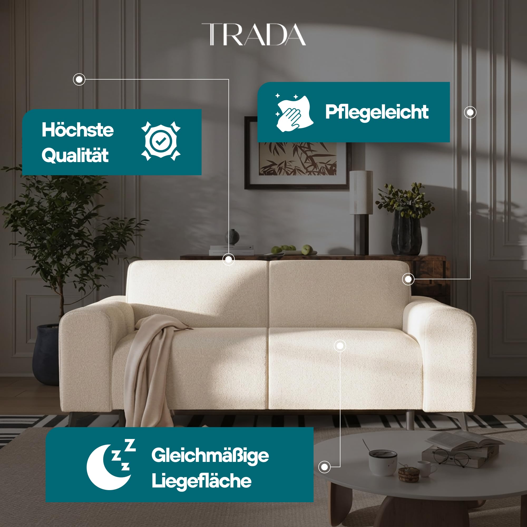 TRADA Sofa mit Schlaffunktion LIVIGNO, 205x82x105 cm, Grau
