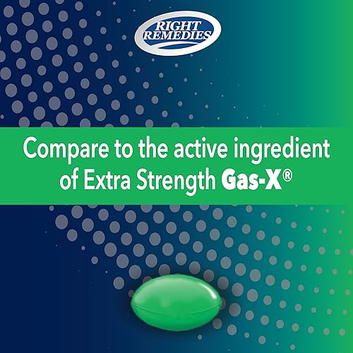 Vista 4 de Alivio de gas extra fuerte, 125 mg de simeticona (365 cápsulas blandas), alivio rápido del gas, hinchazón, plenitud, malestar doloroso, comparado