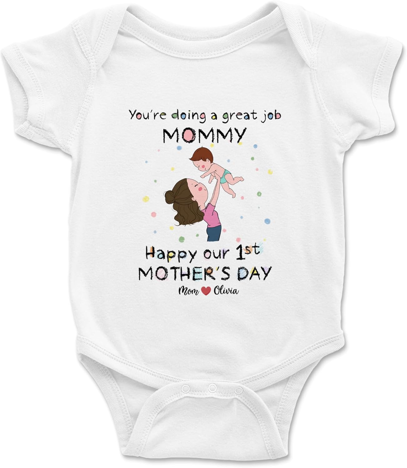Gossby Custom First Mothers Day Baby Onesie - Baby Must Have Gift New Mom, 1st Time Mom, Daughter - You're Doing Great Job