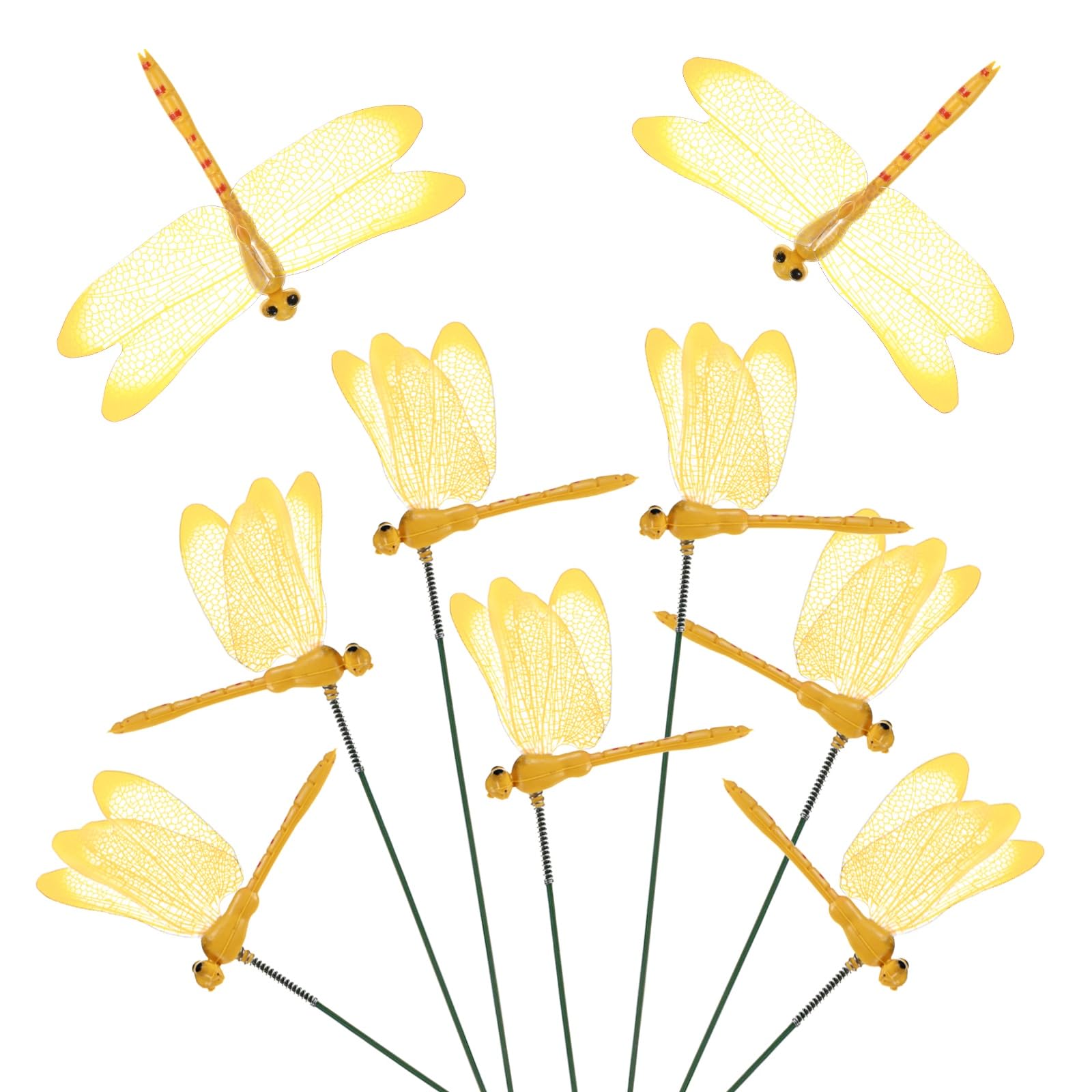 M METERXITY 20-Pack Decorative Dragonfly Garden Stakes, Dragonfly 3.35x2.17" [Yellow]