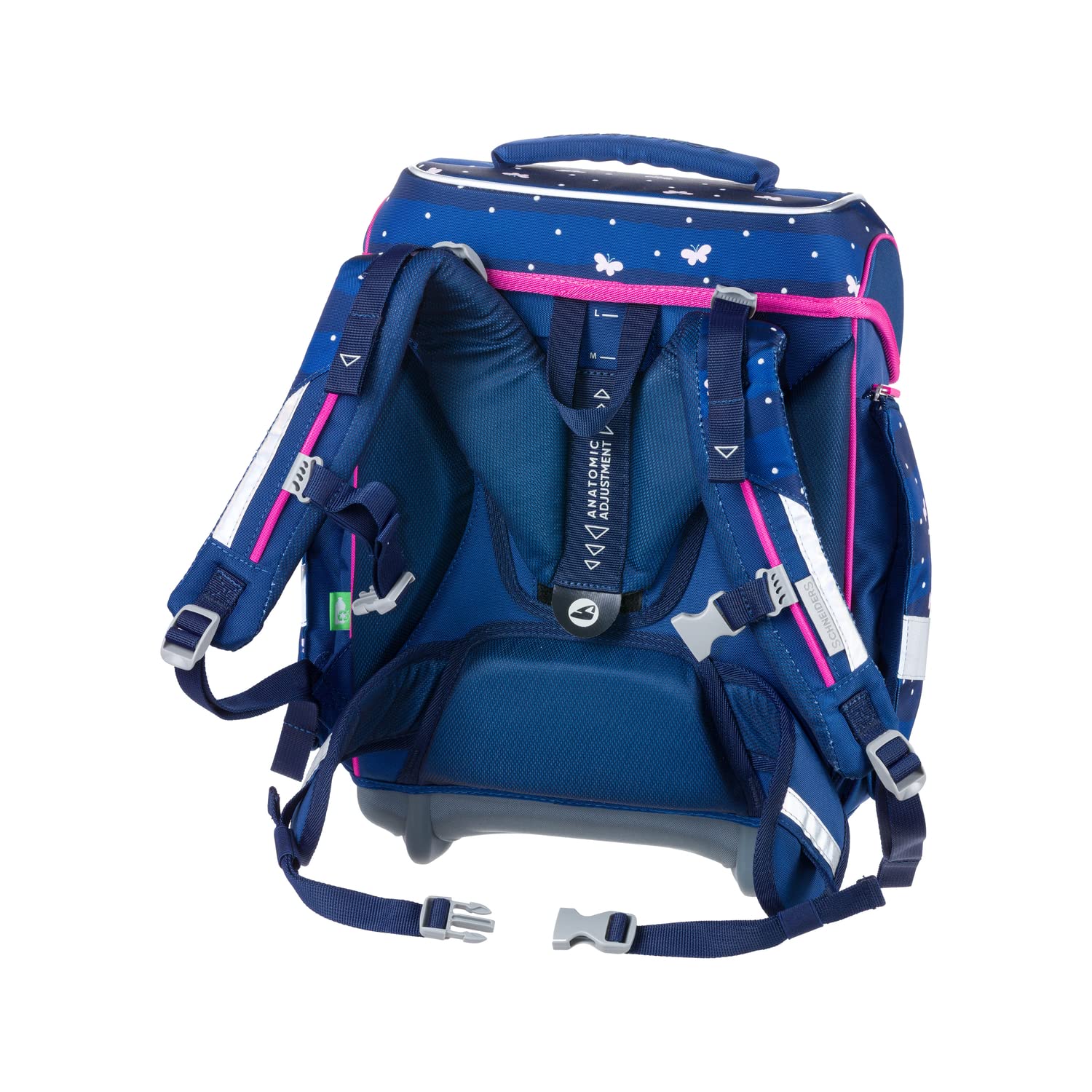 Schneiders 78393-072 - Schulranzen Ergolite Lucky Girl, 9-teiliges Set mit Schultasche, Federmäppchen, Schlamper, Sportbeutel, 3 Klett-Motiven und 2 Leuchtstäben